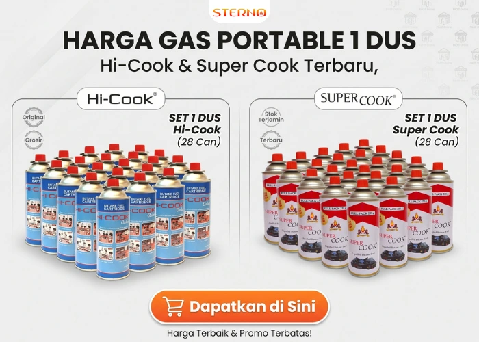 Harga Gas Portable 1 Dus (Hi-Cook & Super Cook) Terbaru, Dapatkan di Sini